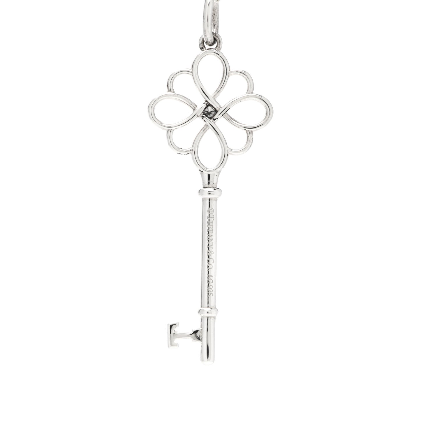 Sterling Silver Diamond Knot Key Pendant Necklace