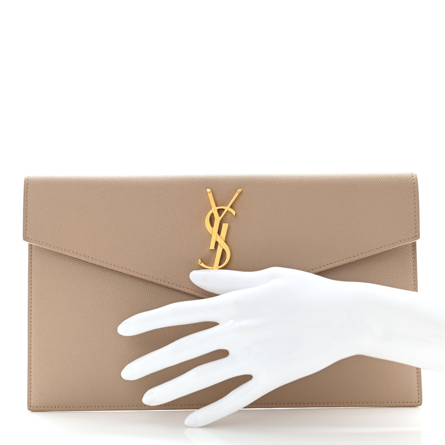Saint Laurent Grain De Poudre Uptown Pouch Dark Beige 2 of 6