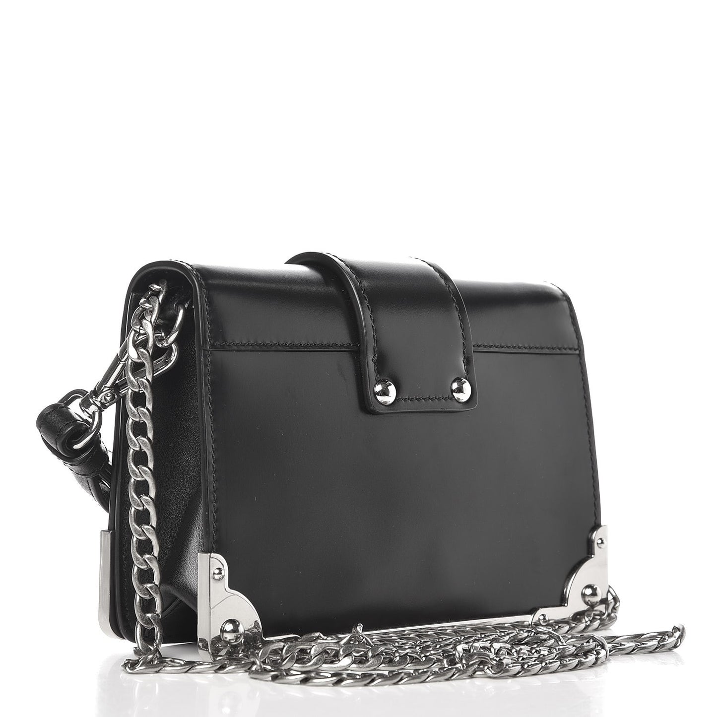 City Calfskin Cahier Chain Wristlet Clutch Black