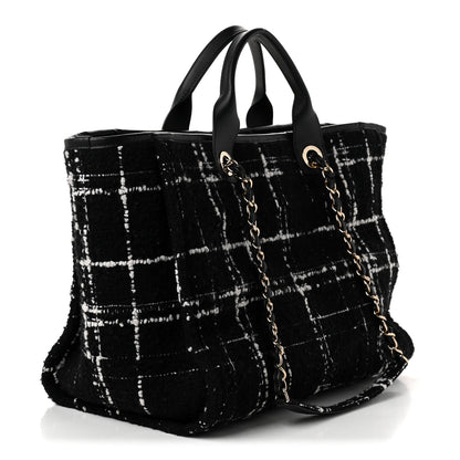Chanel Tweed Medium Deauville Tote Black White Multicolor 3 of 10