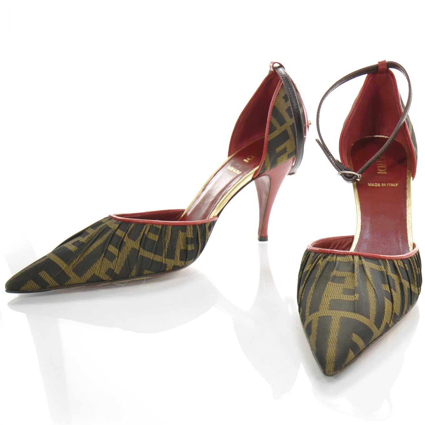 Zucca Leather Pleated Heels 36 Red