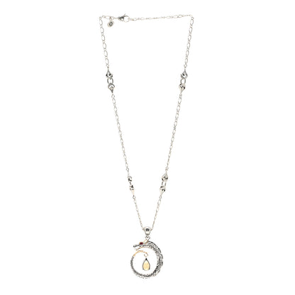 John Hardy Sterling Silver 18K Yellow Gold Citrine Ruby Legends Naga Pendant Necklace 3 of 4