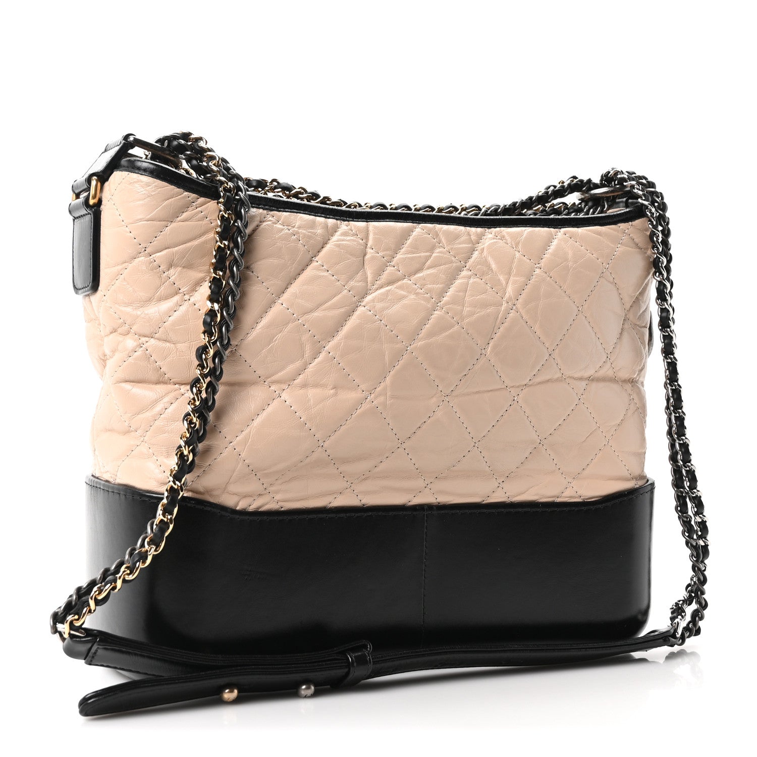 Chanel Aged Calfskin Quilted Medium Gabrielle Hobo Beige Black 3 of 10