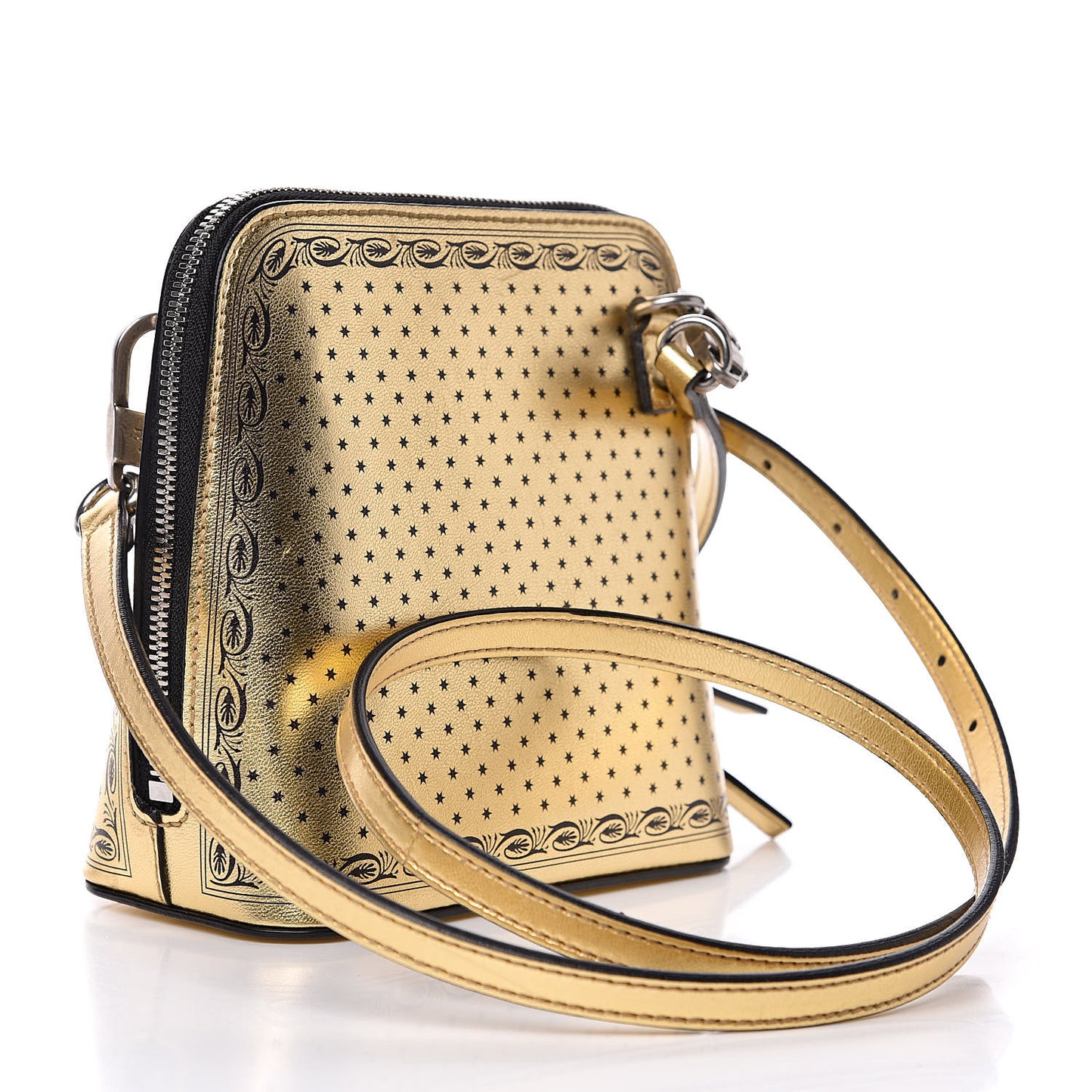 X SEGA Calfskin GUCCY Stars Mini Dome Shoulder Bag Gold
