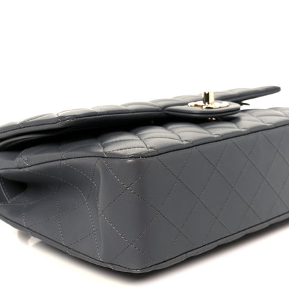 Chanel Lambskin Quilted Medium Double Flap Dark Grey 10 of 12