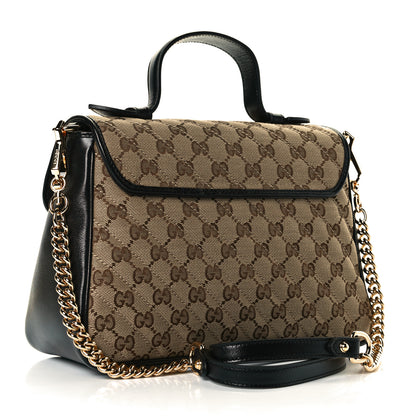 Gucci Monogram Azalea Calfskin Matelasse Diagonal Small GG Marmont Top Handle Shoulder Bag Beige Ebony Black 3 of 8