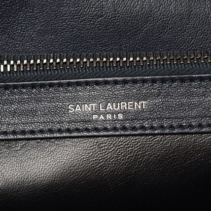 Saint Laurent Sheepskin Matelasse Chevron Monogram Large College Satchel Deep Marine 6 of 10