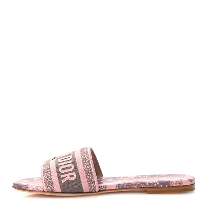 Christian Dior Canvas Toile De Jouy Embroidered Dway Flat Slide Sandals 36 Chateau Rose 1 of 10