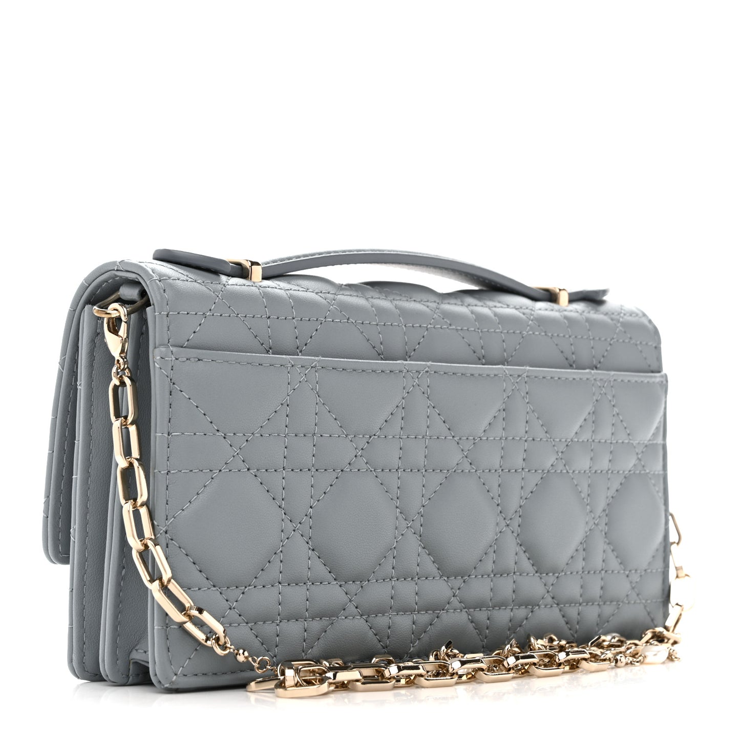 Lambskin Cannage Mini My Dior Top Handle Clutch Cloud Blue