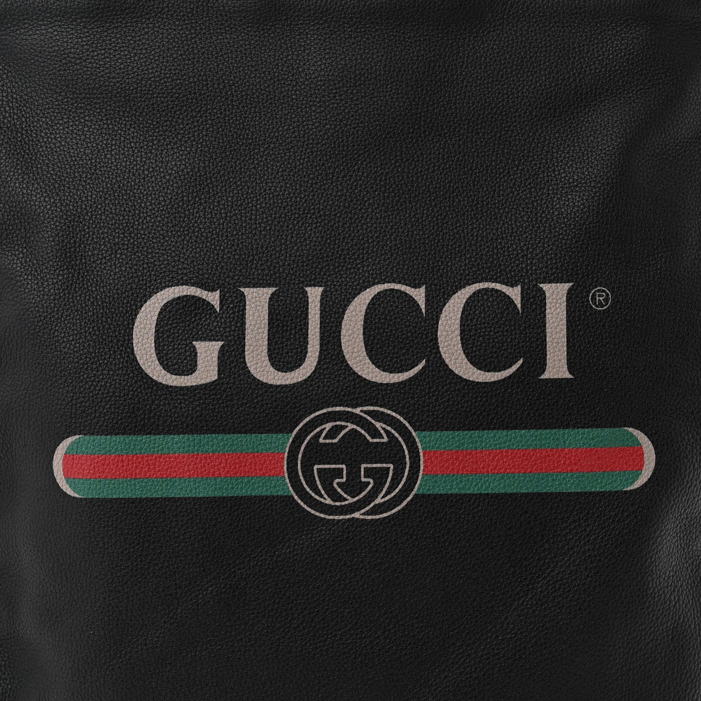 Calfskin Logo Drawstring Backpack Black