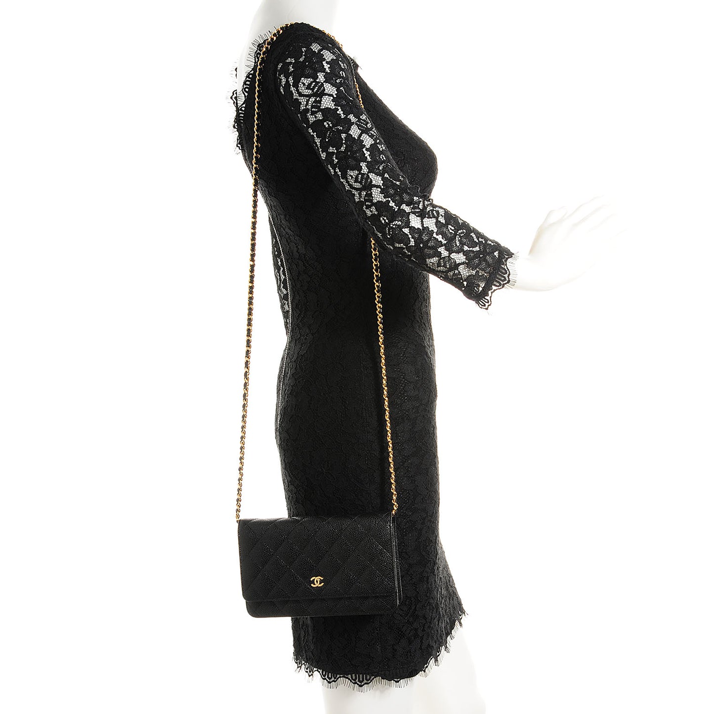 Caviar Quilted Wallet On Chain WOC Black
