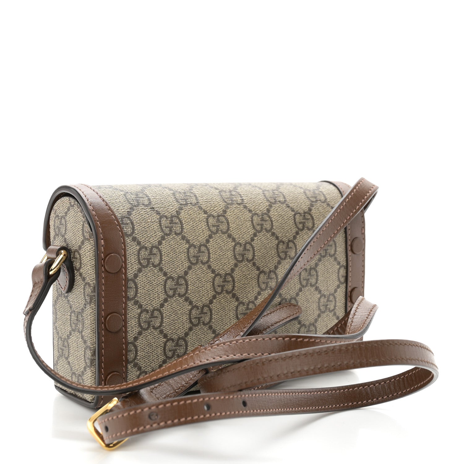 Gucci GG Supreme Monogram Mini Horsebit 1955 Shoulder Bag Beige Brown Sugar 3 of 10