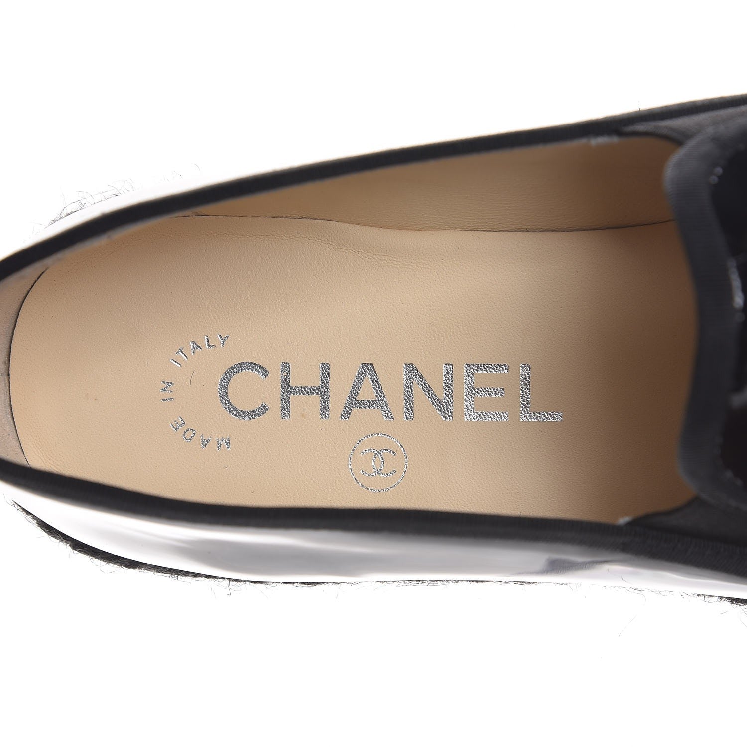 Chanel Patent Calfskin CC Mocassin Loafer Espadrilles 37 Black 10 of 10