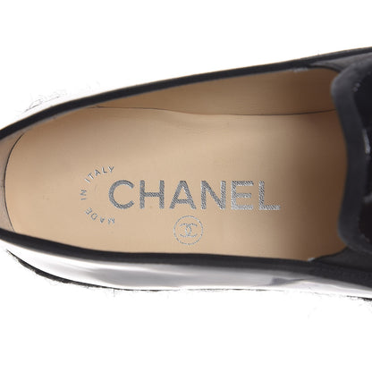 Chanel Patent Calfskin CC Mocassin Loafer Espadrilles 37 Black 10 of 10