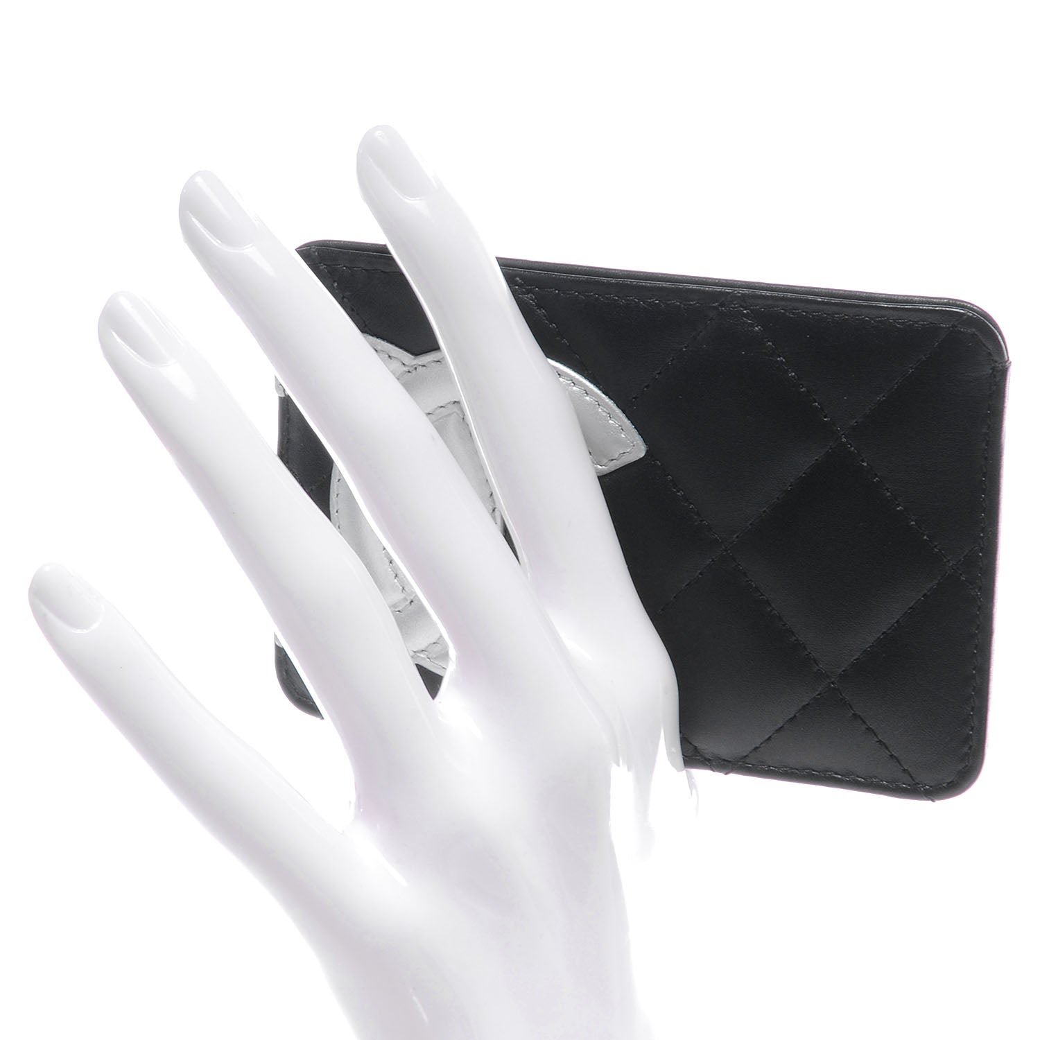 Chanel Calfskin Quilted Cambon Card Holder Black White 2 of 8
