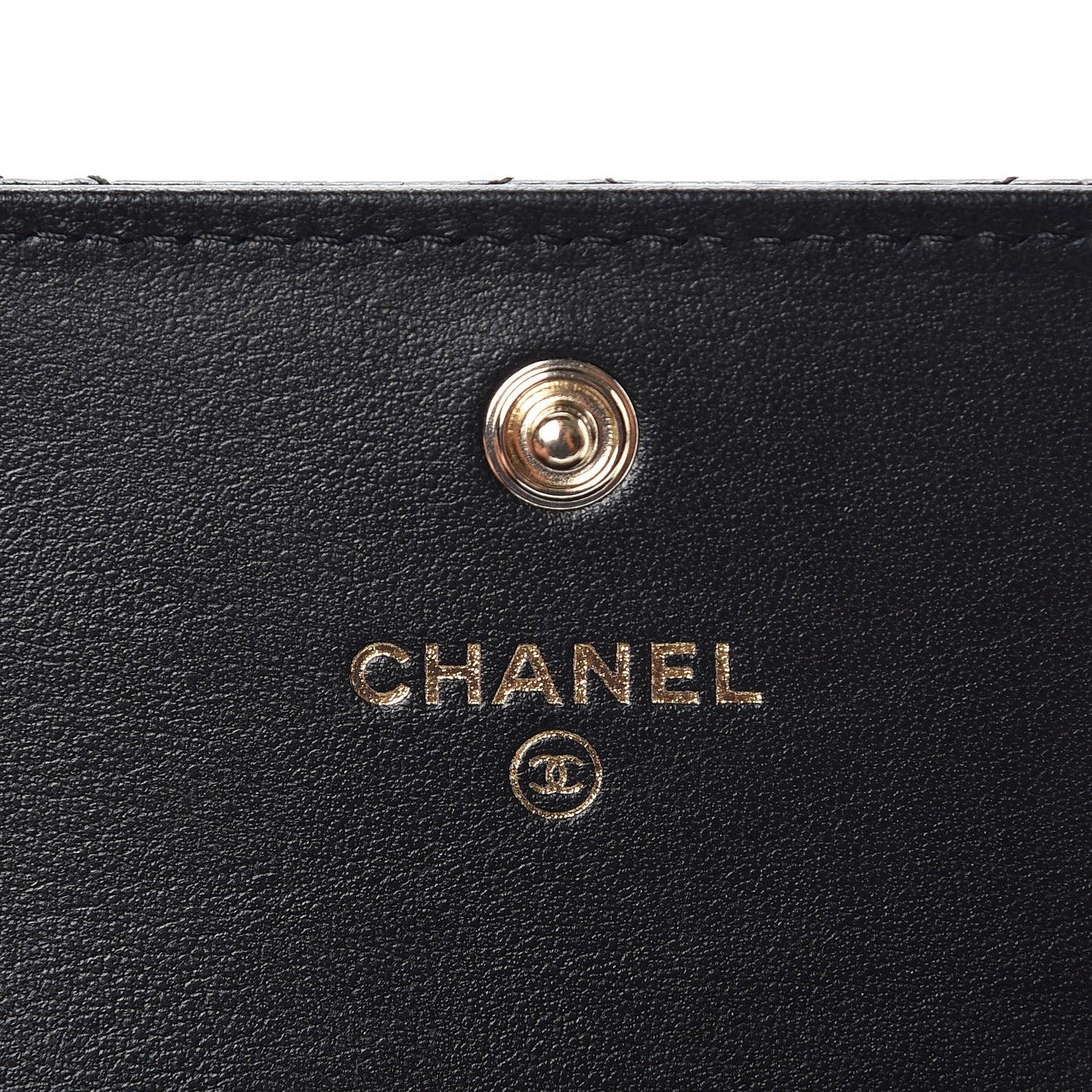 Calfskin Camellia Embossed Quilted Card Holder Black