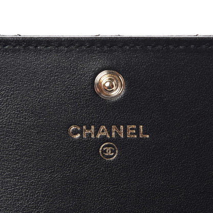 Chanel Calfskin Camellia Embossed Quilted Card Holder Black 6 of 9