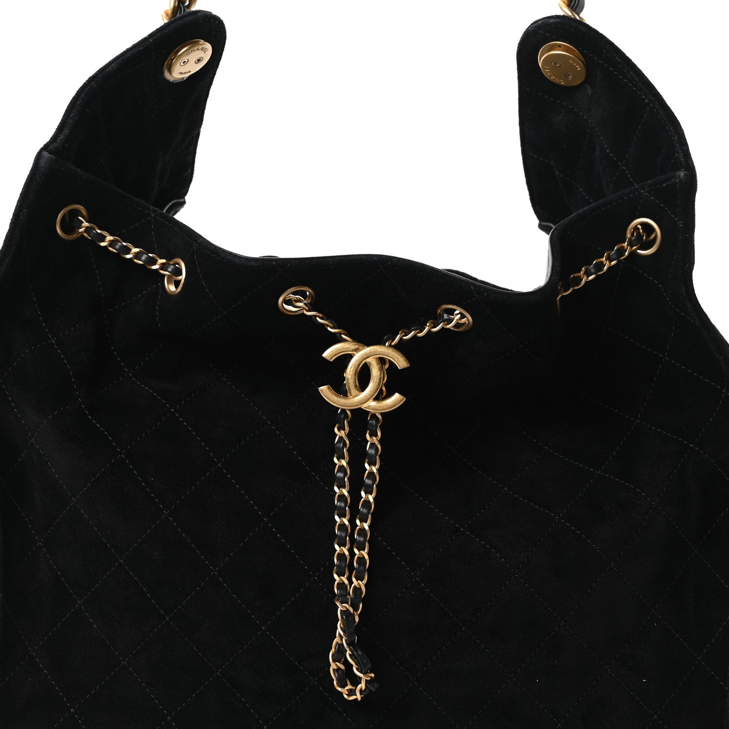Chanel Suede Quilted Medium Chanel 25 Handbag Black 9 of 11