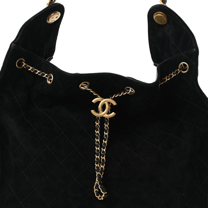 Chanel Suede Quilted Medium Chanel 25 Handbag Black 9 of 11