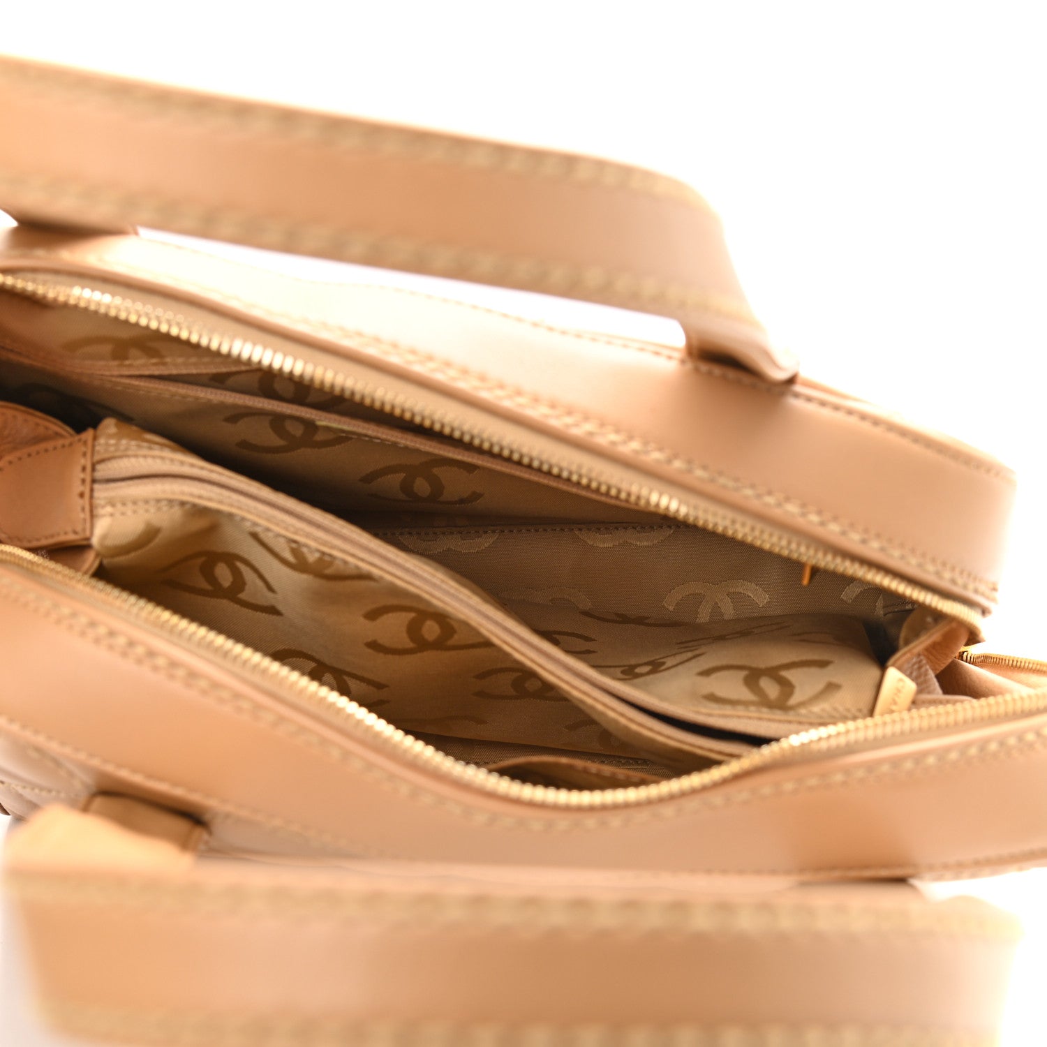 Chanel Calfskin Stitch Surpique Bowler Beige 5 of 10