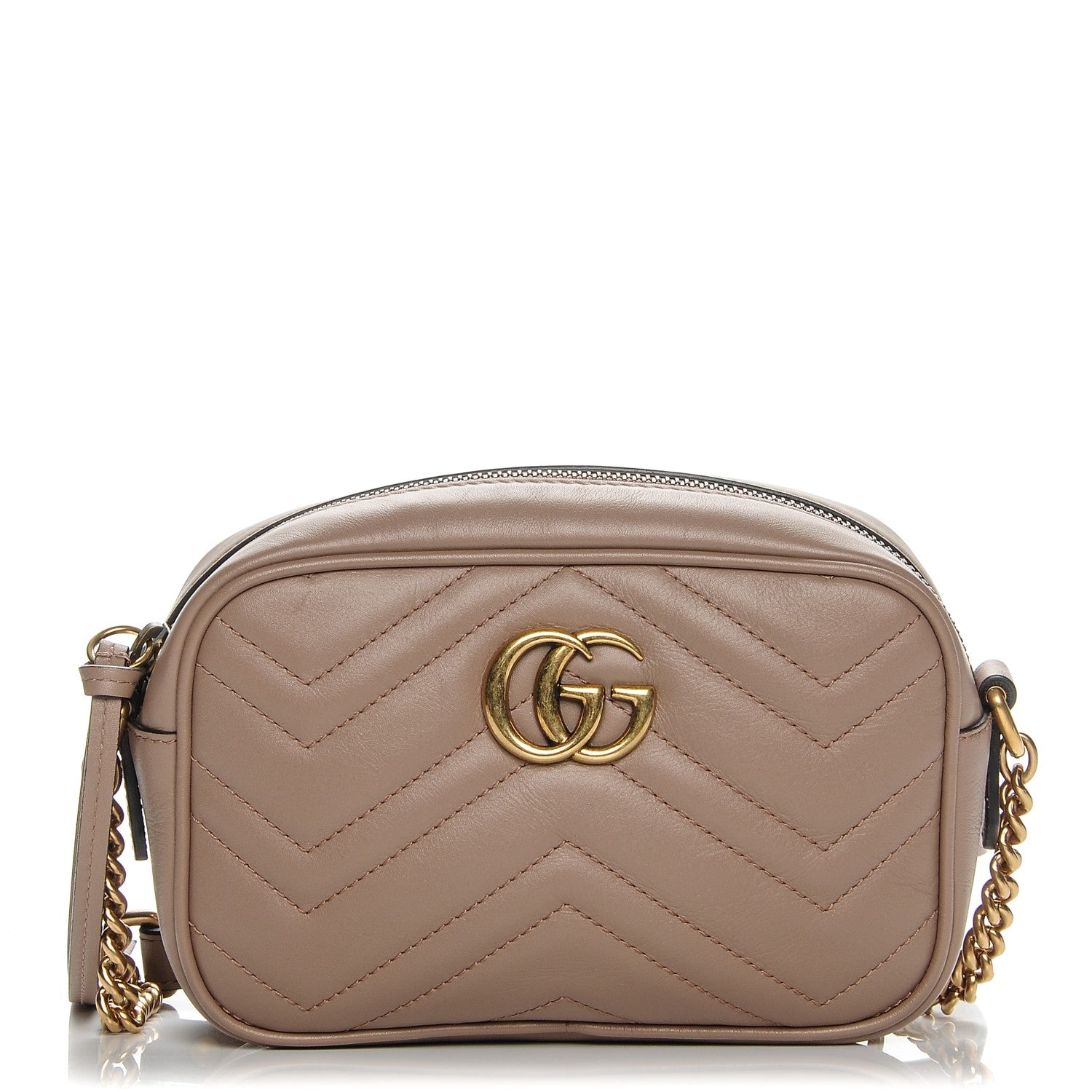 Gucci Calfskin Matelasse Mini GG Marmont Chain Shoulder Bag Nude 1 of 6