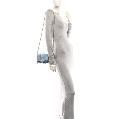Balenciaga Nappa Denim Printed Hourglass Chain Bag Denim Blue 2 of 9