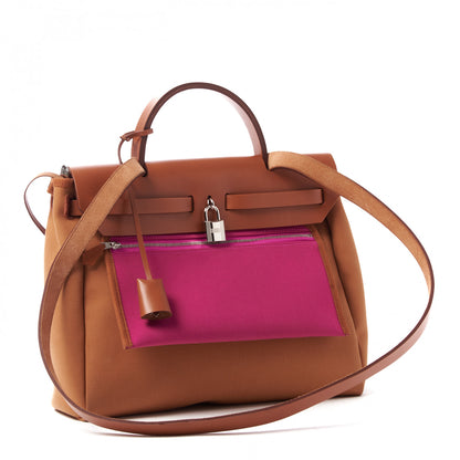 Hermes Toile Officier Vache Hunter Verso Herbag Zip PM 31 Dune Magnolia Fauve 4 of 9