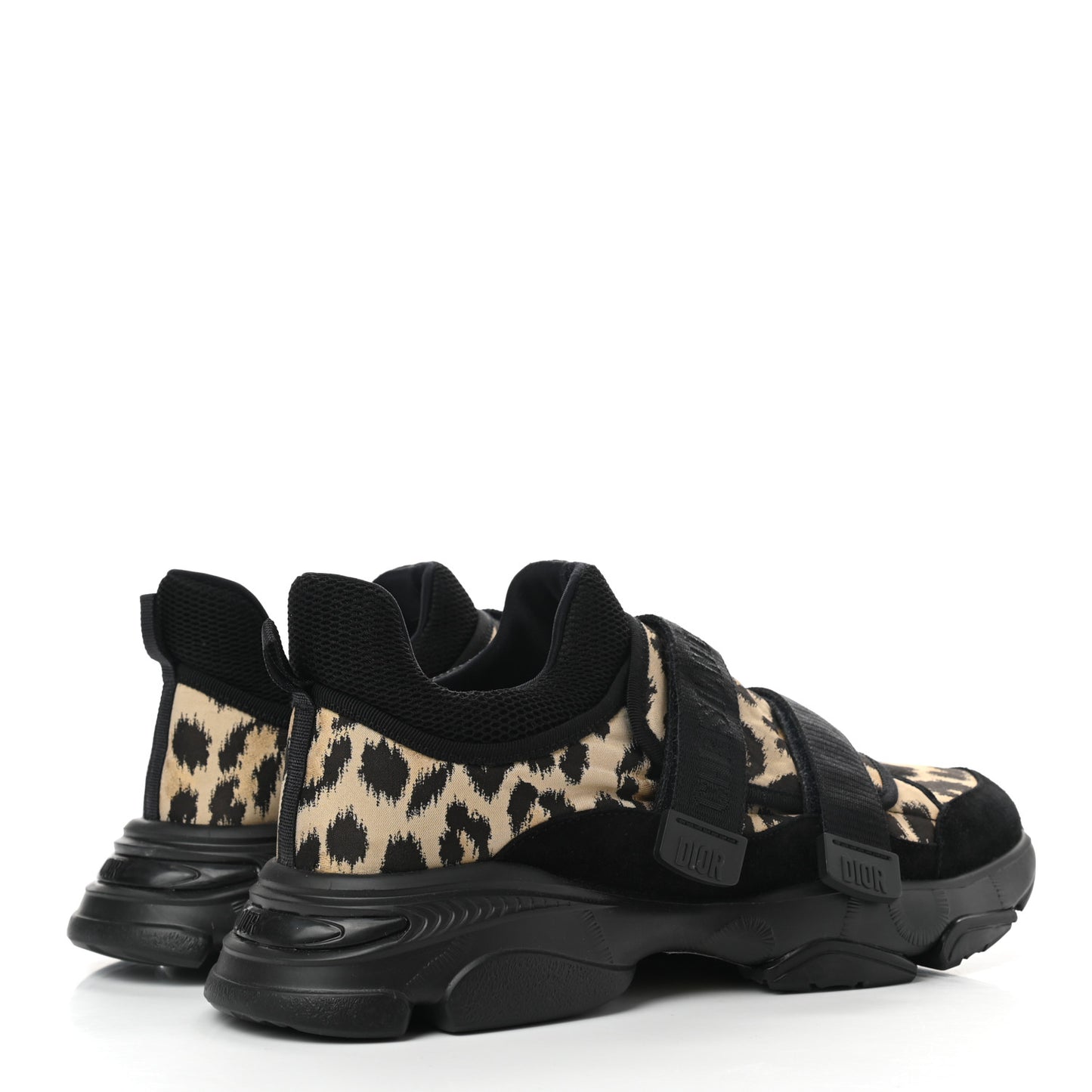 Technical Fabric Nylon Leopard Print Womens D-Wander Sneakers 41 Black