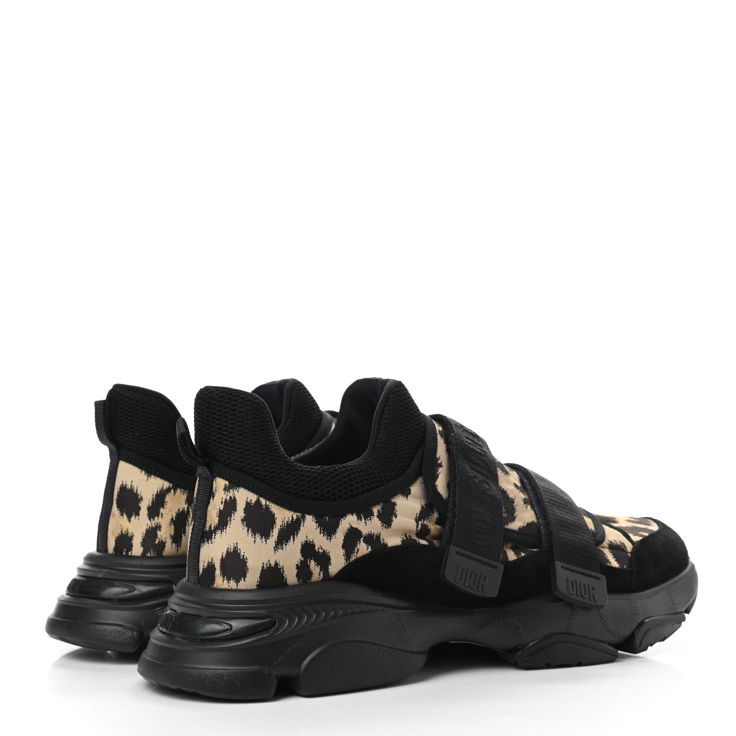 Christian Dior Technical Fabric Nylon Leopard Print Womens D-Wander Sneakers 41 Black 4 of 9