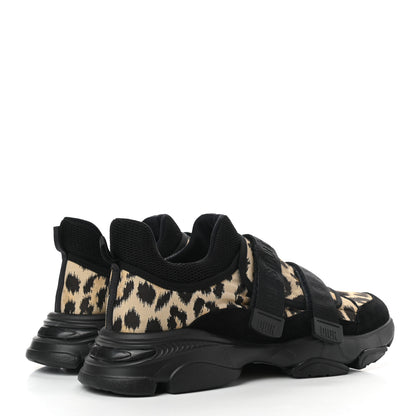 Christian Dior Technical Fabric Nylon Leopard Print Womens D-Wander Sneakers 41 Black 4 of 9