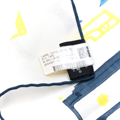 Hermes Cotton Mix Tape Scarf 70 White Jaune Citron 4 of 4