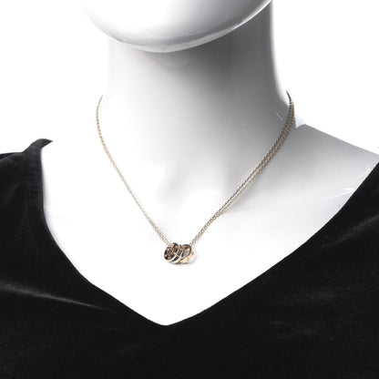Cartier 18K White Pink Gold Diamond Three Ring LOVE Pendant Necklace 2 of 6