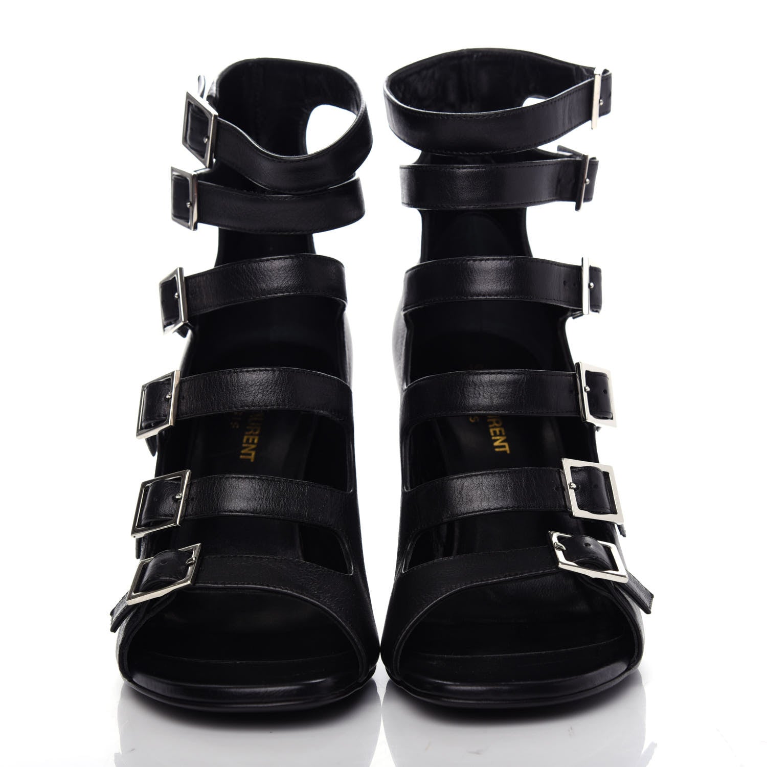Saint Laurent Calfskin Babies 90 Multi Strap Sandal 37.5 Black 2 of 11