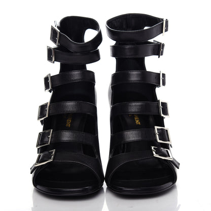 Saint Laurent Calfskin Babies 90 Multi Strap Sandal 37.5 Black 2 of 11