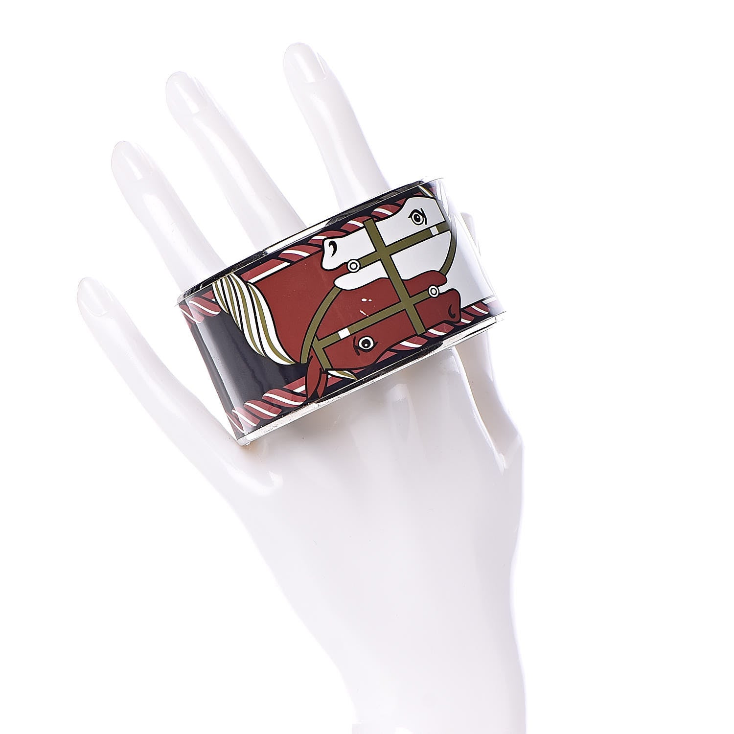 Hermes Enamel Printed Quadrige Extra Wide Bracelet 70 2 of 7