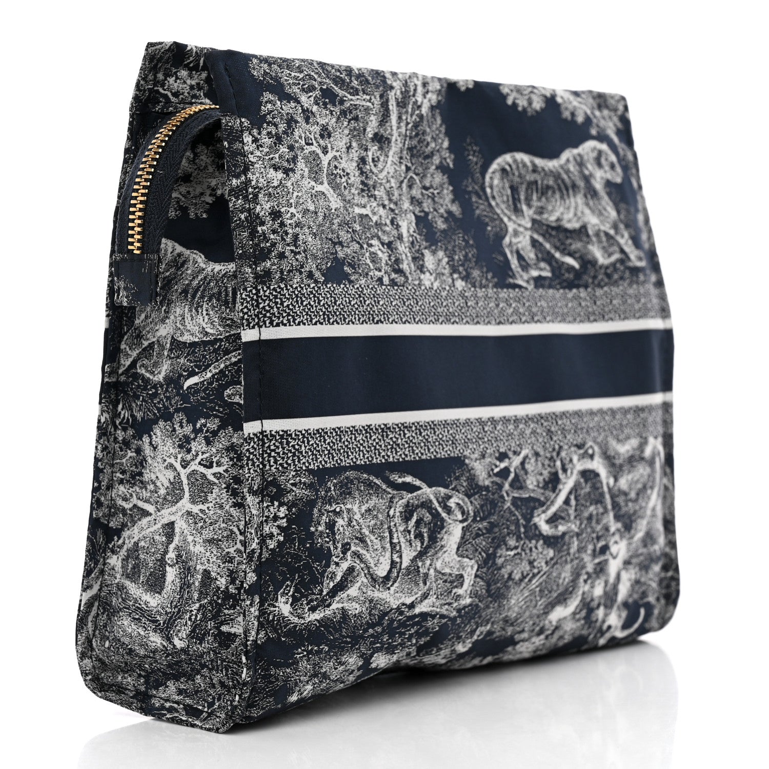 Christian Dior Embroidered Toile De Jouy Diortravel Zipped Pouch Blue 3 of 7