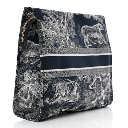 Christian Dior Embroidered Toile De Jouy Diortravel Zipped Pouch Blue 3 of 7
