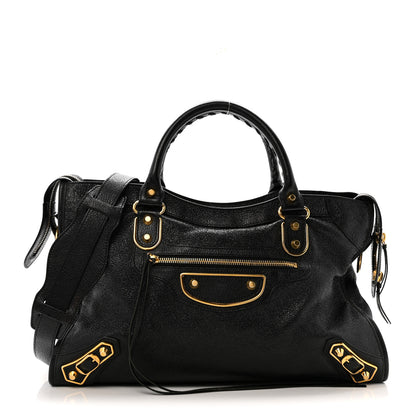 Balenciaga Chevre Gold Metallic Edge Hardware City Black 1 of 17