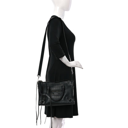 Balenciaga Matte Supple Lambskin Crocodile Embossed Classic Black Hardware S City Black 2 of 11