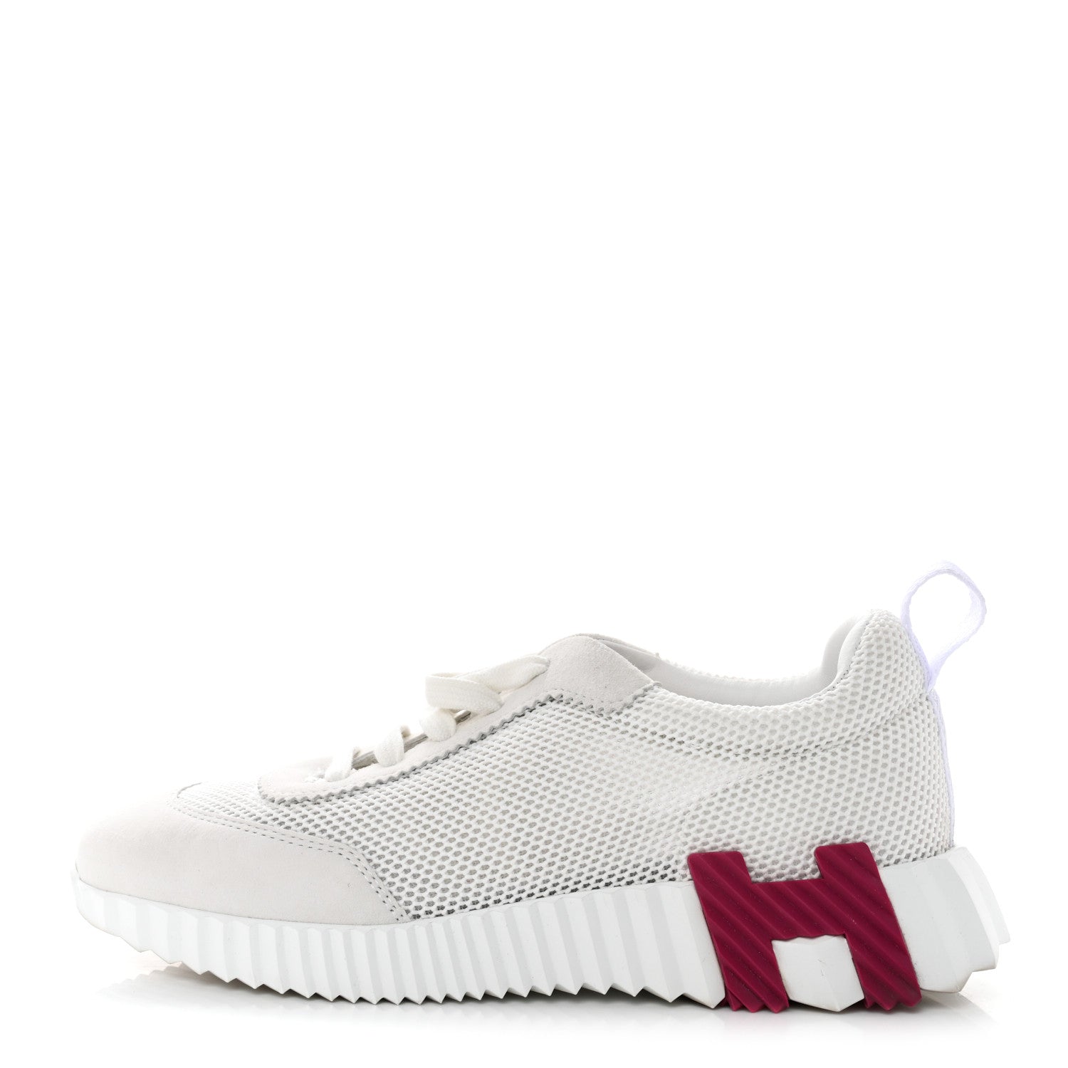 Hermes Air Mesh Suede Goatskin Bouncing Sneakers 37 White Orange Pink 1 of 11