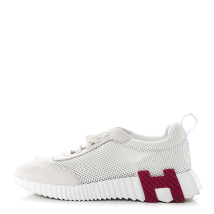 Hermes Air Mesh Suede Goatskin Bouncing Sneakers 37 White Orange Pink 1 of 11