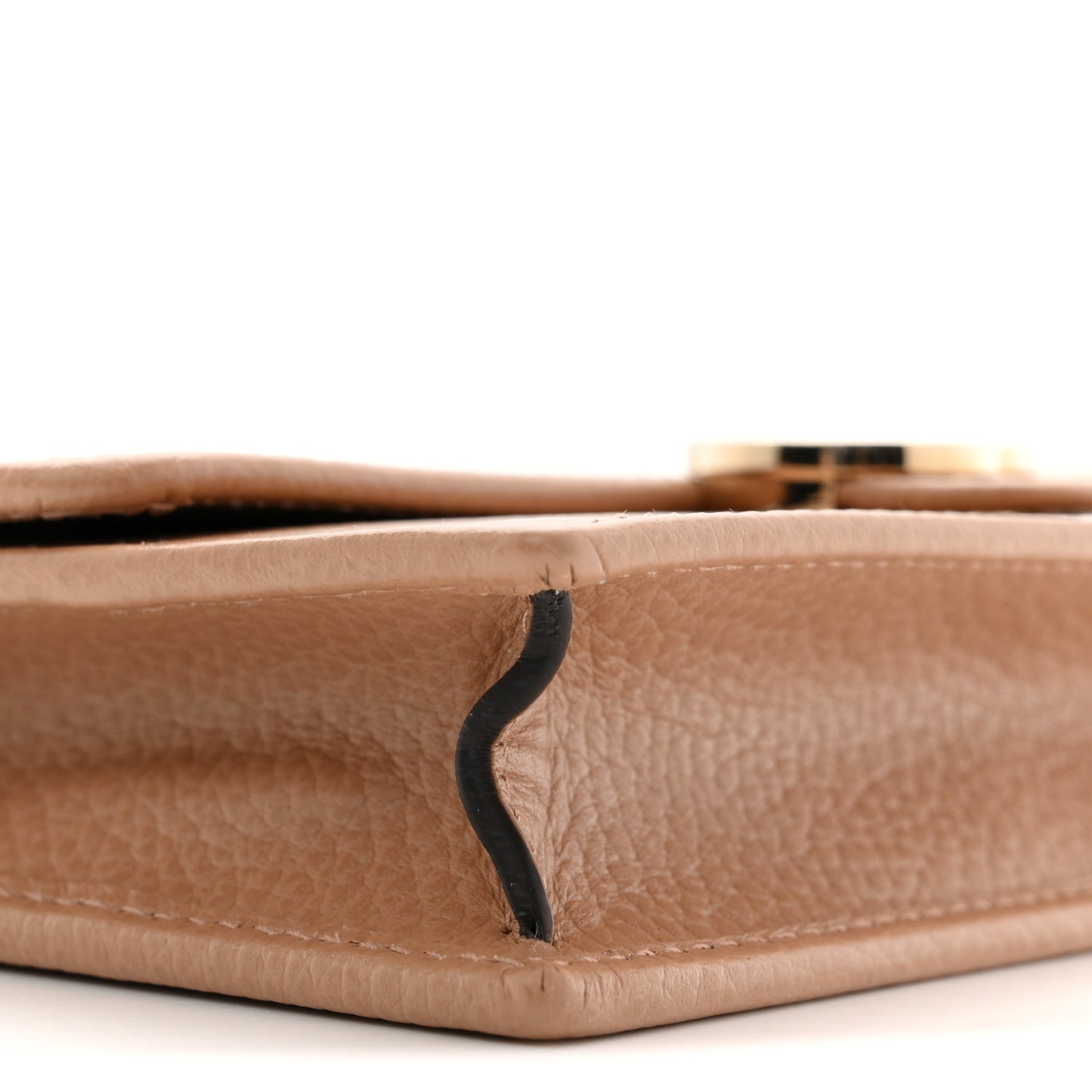 Dollar Calfskin Interlocking G Chain Wallet Camelia