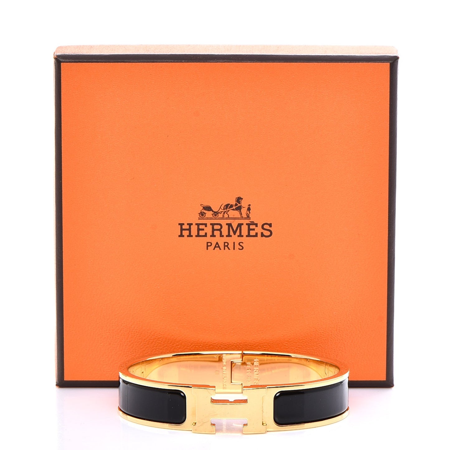Enamel Narrow Clic Clac H Bracelet PM Black