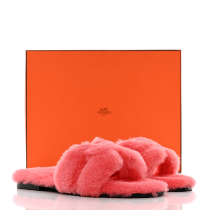 Hermes Woolskin Oran Sandals 37 Rose Du Desert 8 of 8
