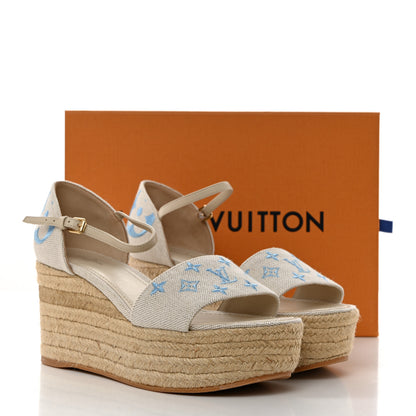 Louis Vuitton Canvas Monogram Starboard Espadrille Wedge Sandals 40 Blue 12 of 12