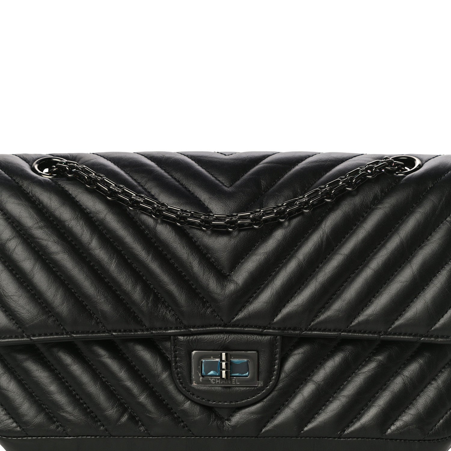 Chanel Aged Calfskin Chevron Quilted 2.55 Reissue 225 Flap So Black 9 of 13