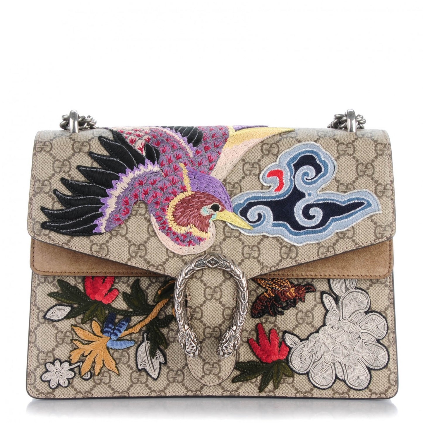 GG Supreme Monogram Embroidered Medium Dionysus Shoulder Bag Taupe