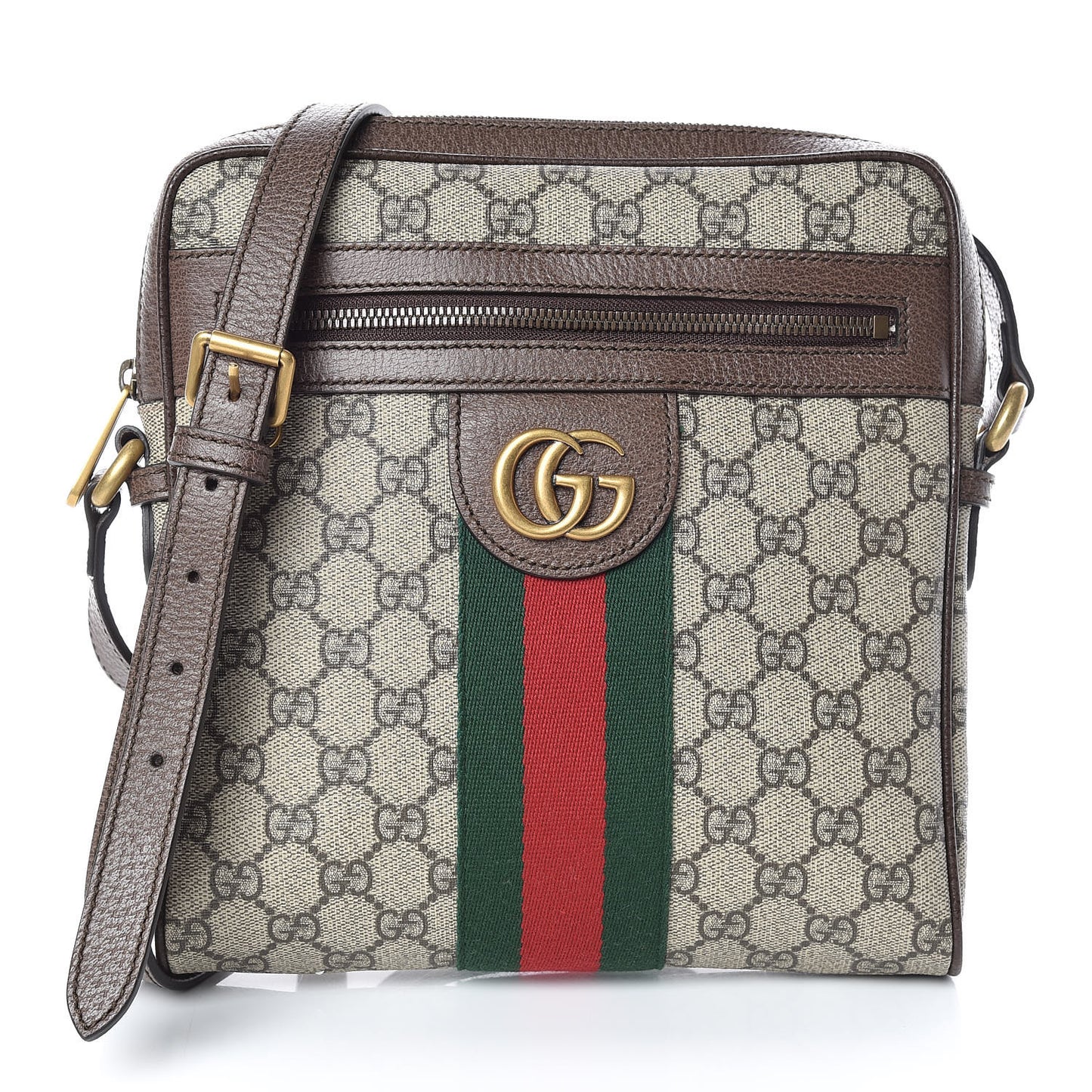 GG Supreme Monogram Web Small Ophidia Messenger Bag Brown