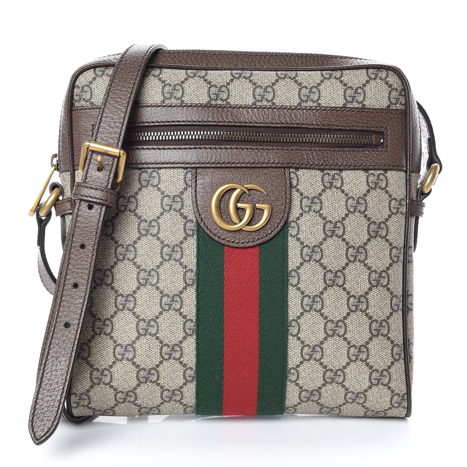 Gucci GG Supreme Monogram Web Small Ophidia Messenger Bag Brown 1 of 9