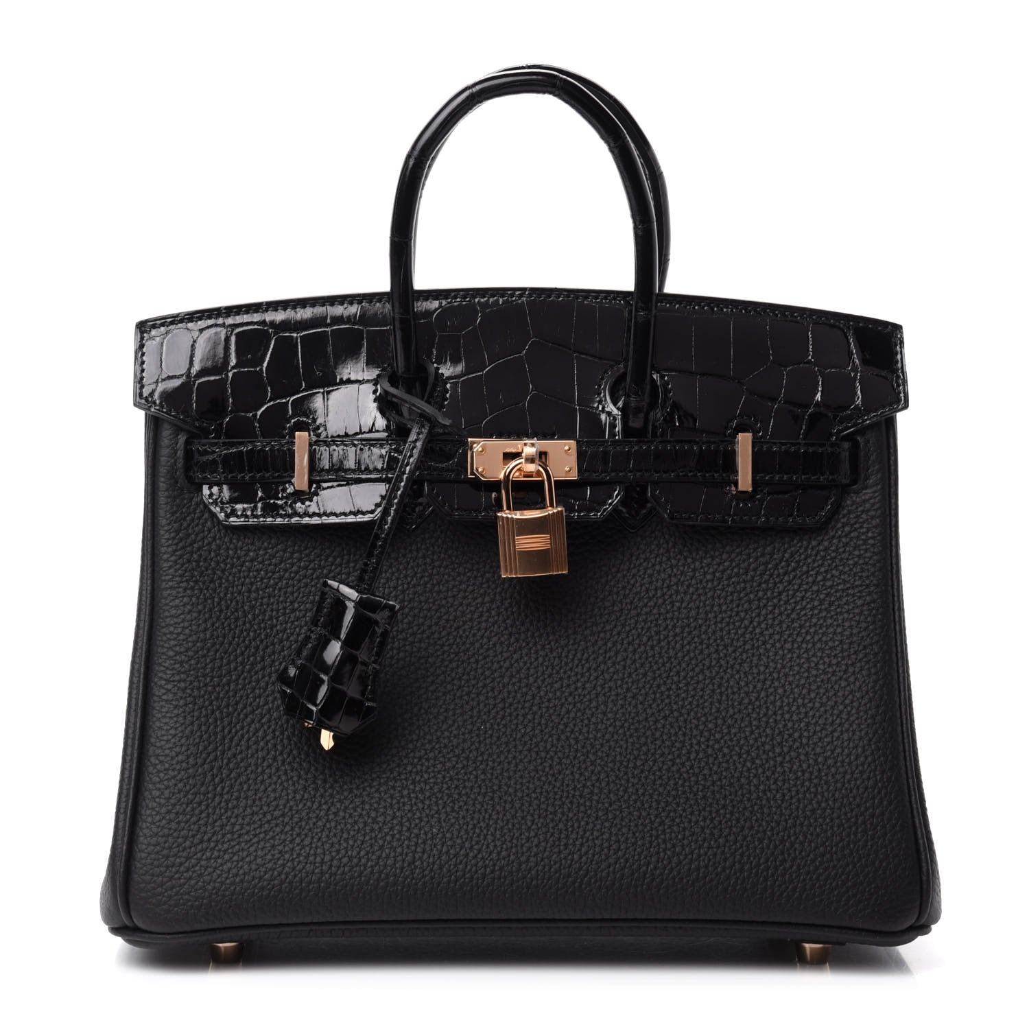 Hermes Togo Shiny Niloticus Crocodile Birkin Touch 25 Black 1 of 36